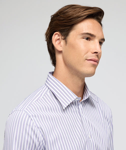 Camisa en algodón a rayas azul y violeta