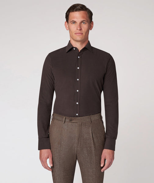 Chemise Sur Mesure pour homme couleur beige-gris en velours de coton