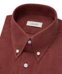 Camisa a medida de hombre color ladrillo, en terciopelo de algodón