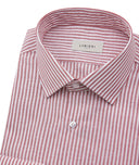 White Red Cotton Linen Stripes Shirt