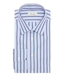 Chemise en coton à rayures bleu clair et bleues