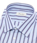 Chemise en coton à rayures bleu clair et bleues