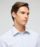 Chemise en coton à rayures bleu clair