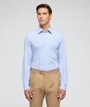 Light Blue Cotton Microsquared Poplin Shirt