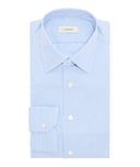 Light Blue Cotton Microsquared Poplin Shirt