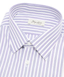 Chemise en coton à rayures bleu clair et violettes