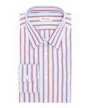 Camisa en algodón a rayas azul y burdeos