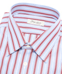 Camisa en algodón a rayas azul y burdeos
