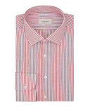 White Red Cotton Linen Stripes Shirt